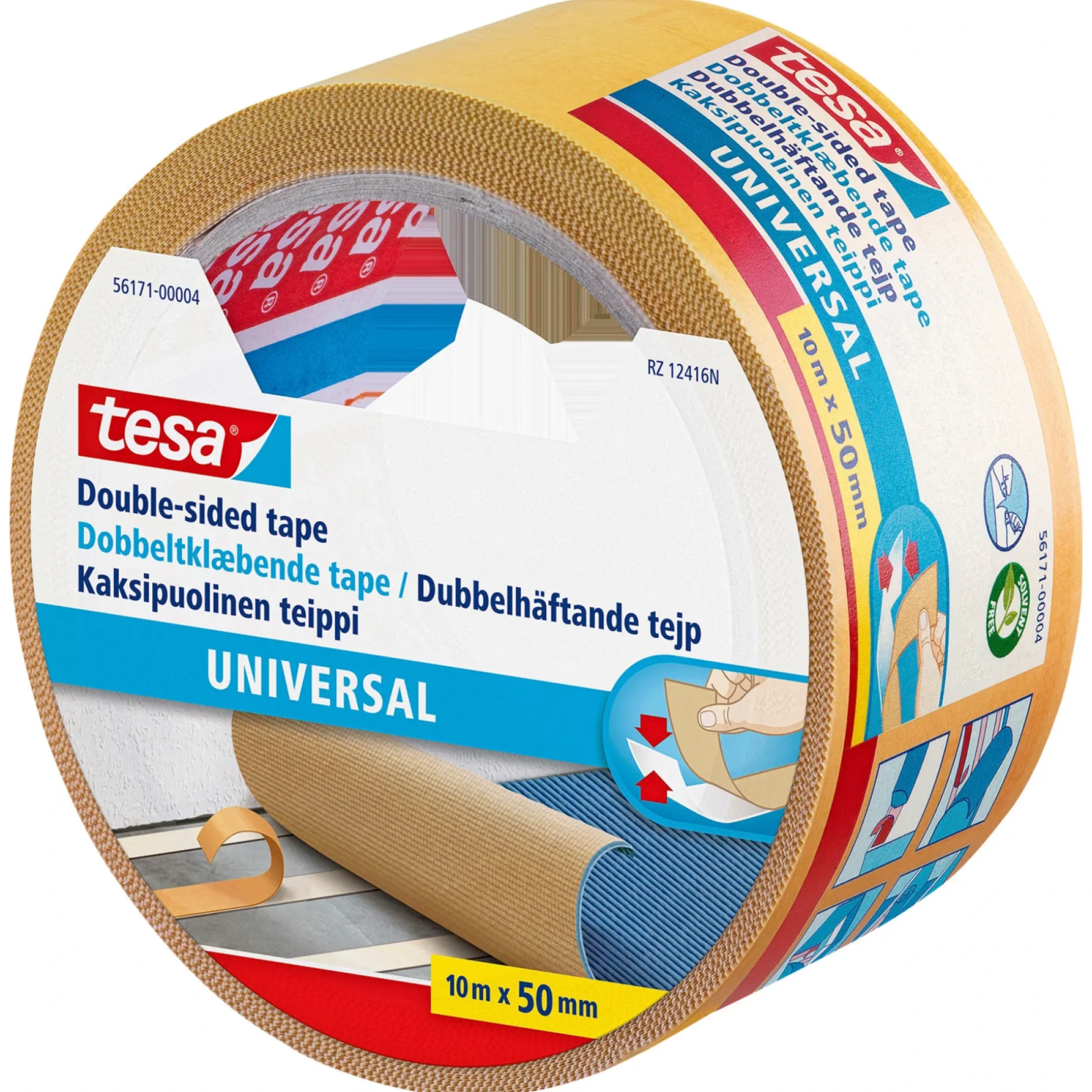TESA UNIVERSAL TÆPPETAPE 10MX50MM HVID