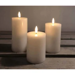 VELI LINE 3-PAK HVIDE Ø7,5 X10+12,5+15 CM LED BLOKLYS