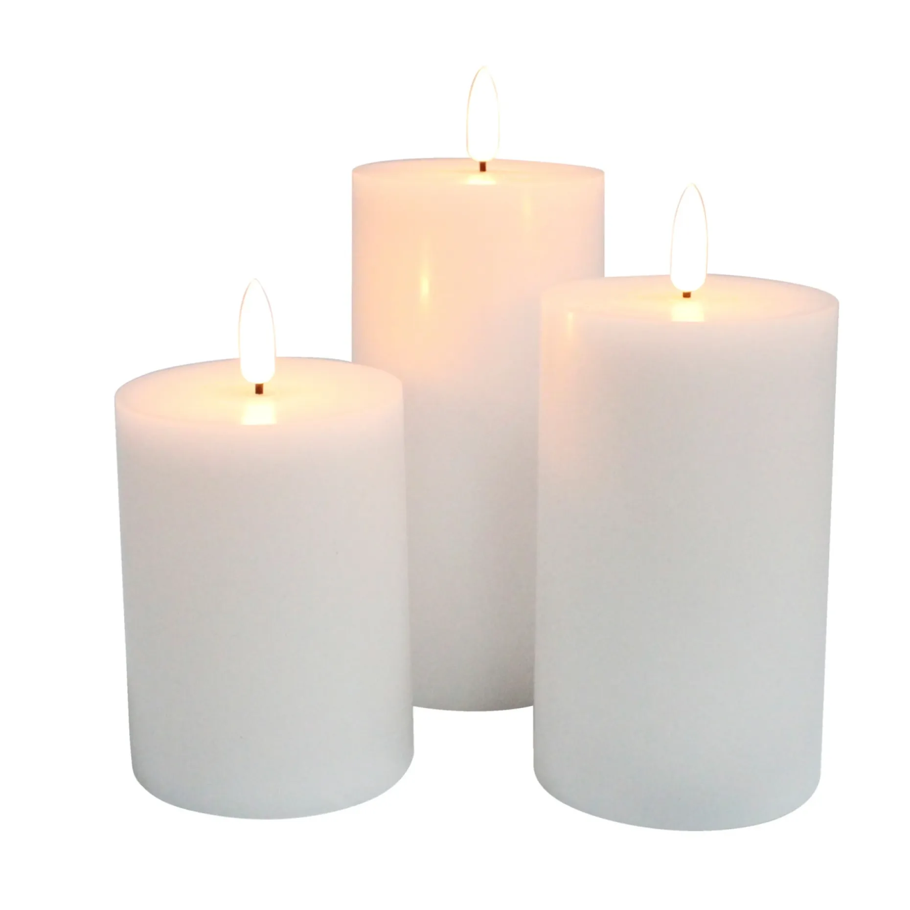 VELI LINE 3-PAK HVIDE Ø7,5 X10+12,5+15 CM LED BLOKLYS