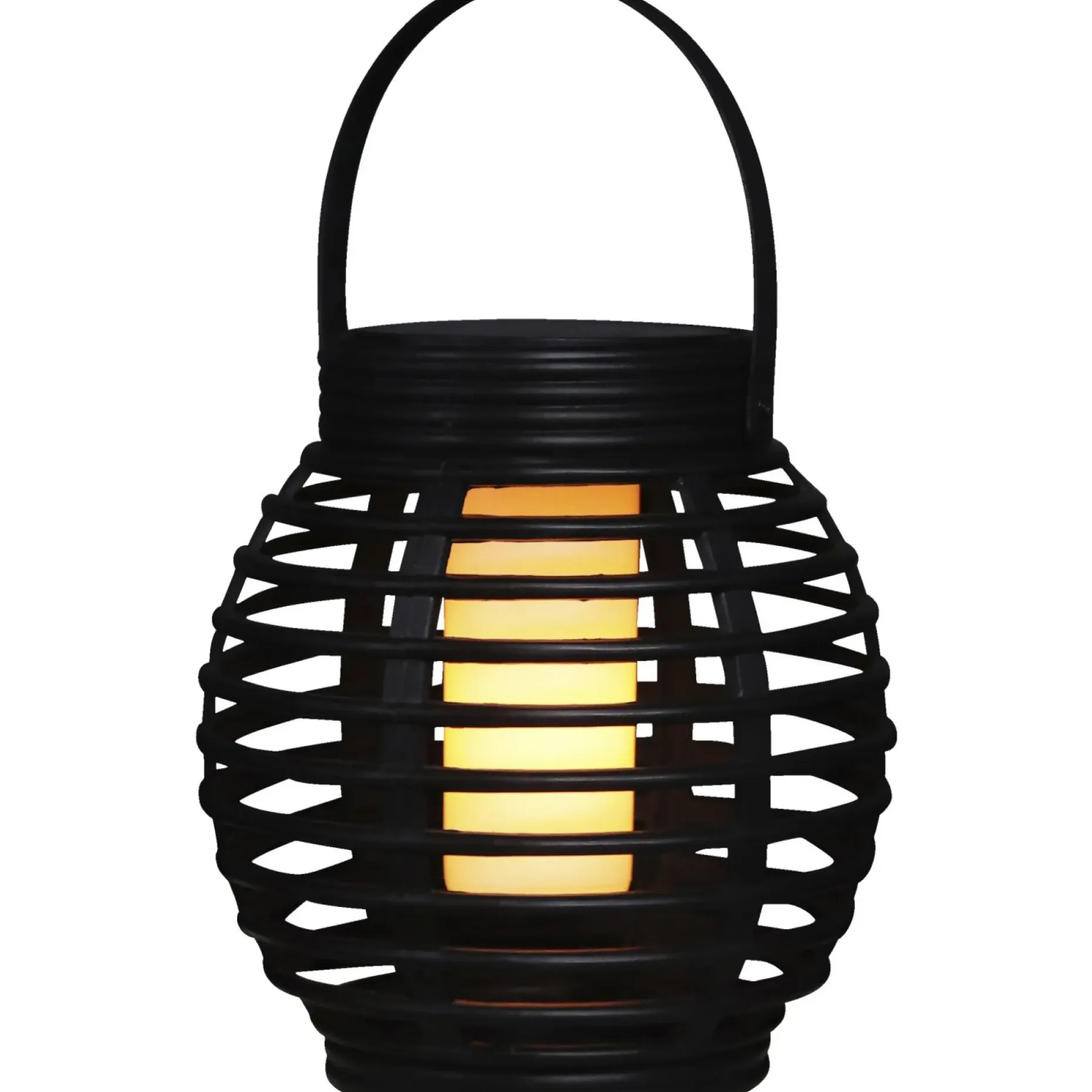 VELI LINE RATTAN FLAME SOLCELLE LANTERNE BRUN 16 CM