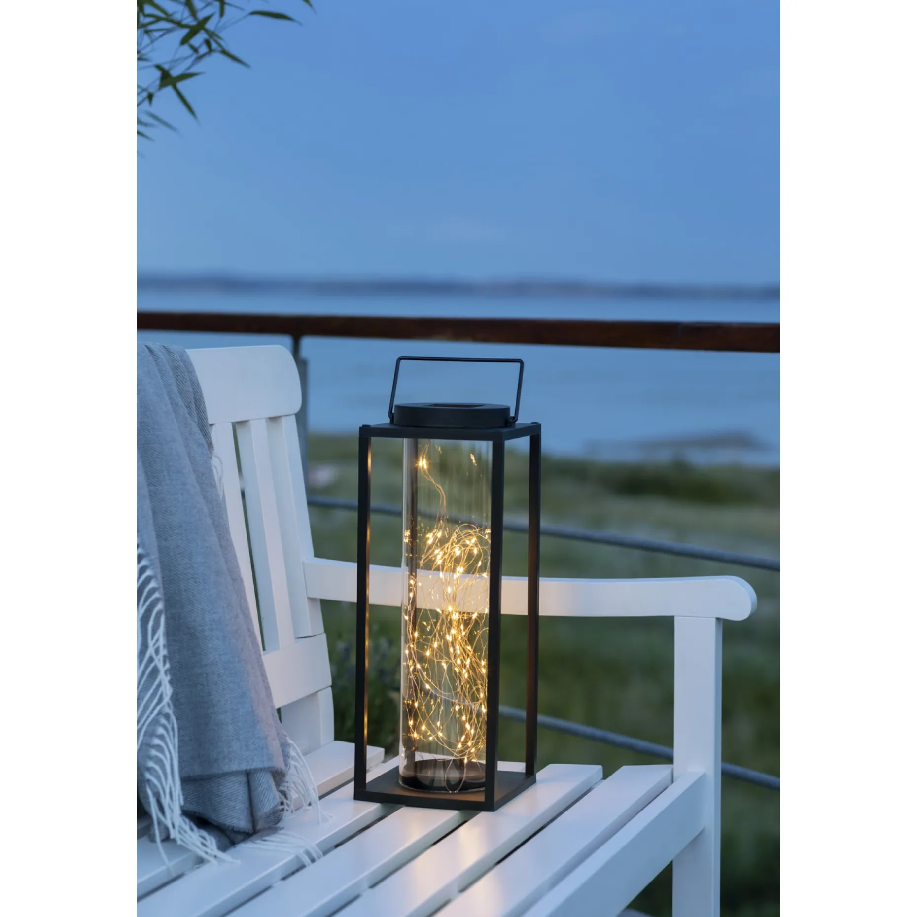 VELI LINE TORINO SOLCELLE LANTERNE SORT/KLART GLAS 42 CM