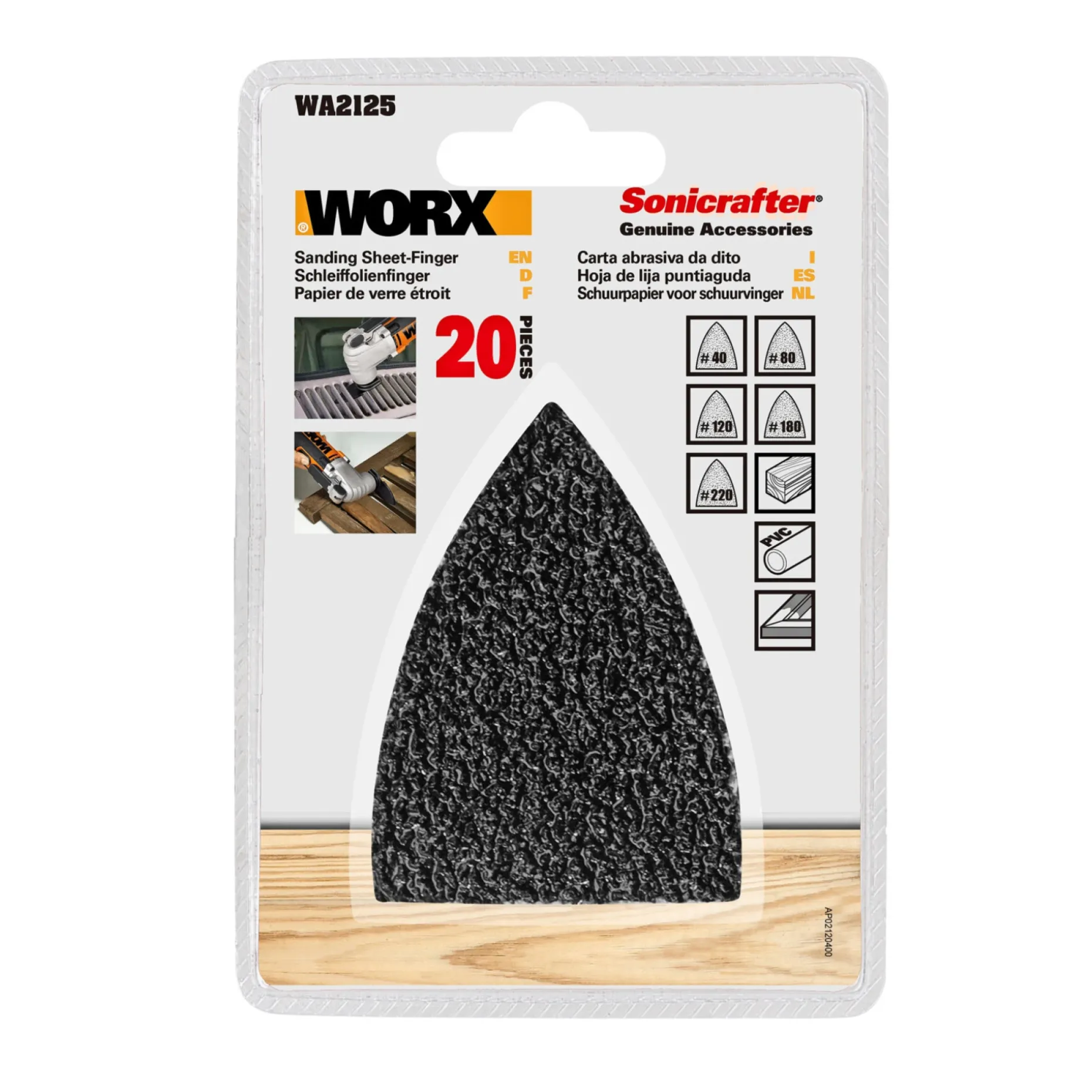 WORX WA2125 SLIBEARK K40/K80/K120/K180/K220 20 STK